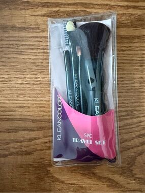 Kleancolor Black Makeup Brush Travel Set with Pink Accent